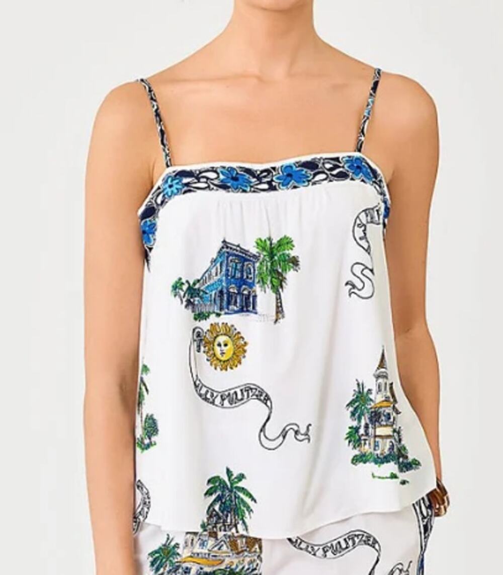 New Lilly Pulitzer Jamo Sleeveless Top Key West Toile Size 16